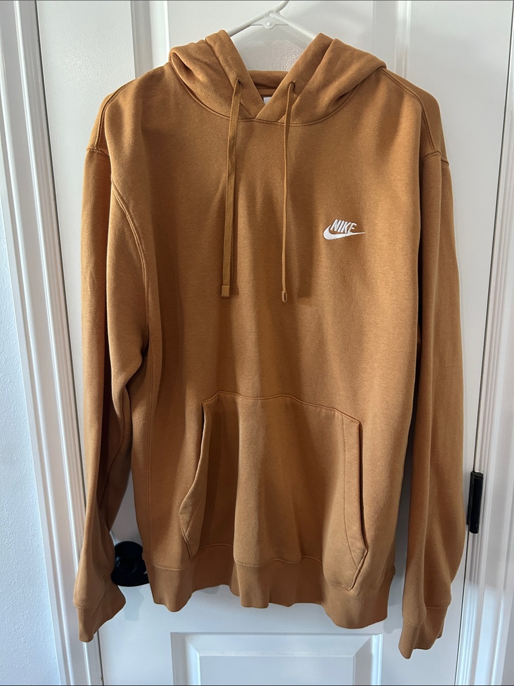 Nike Men's Caramel Brown Pullover Hoodie with White Logo